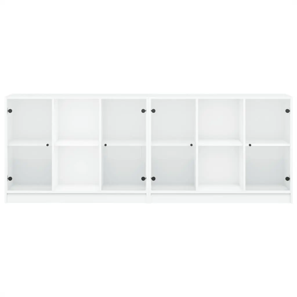 White Modern Bookcase with Glass Doors 204x37x75cm