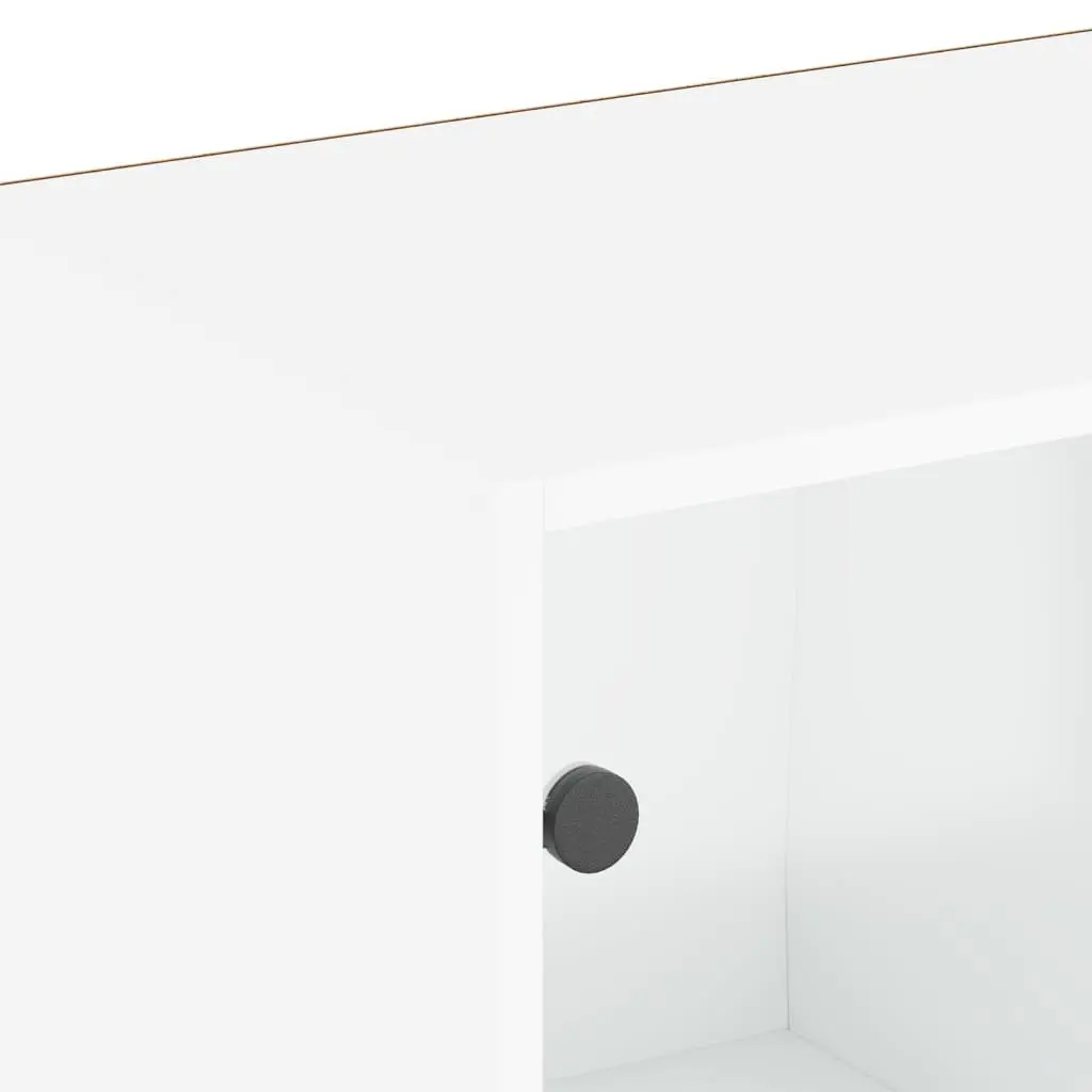 White Modern Bookcase with Glass Doors 204x37x75cm