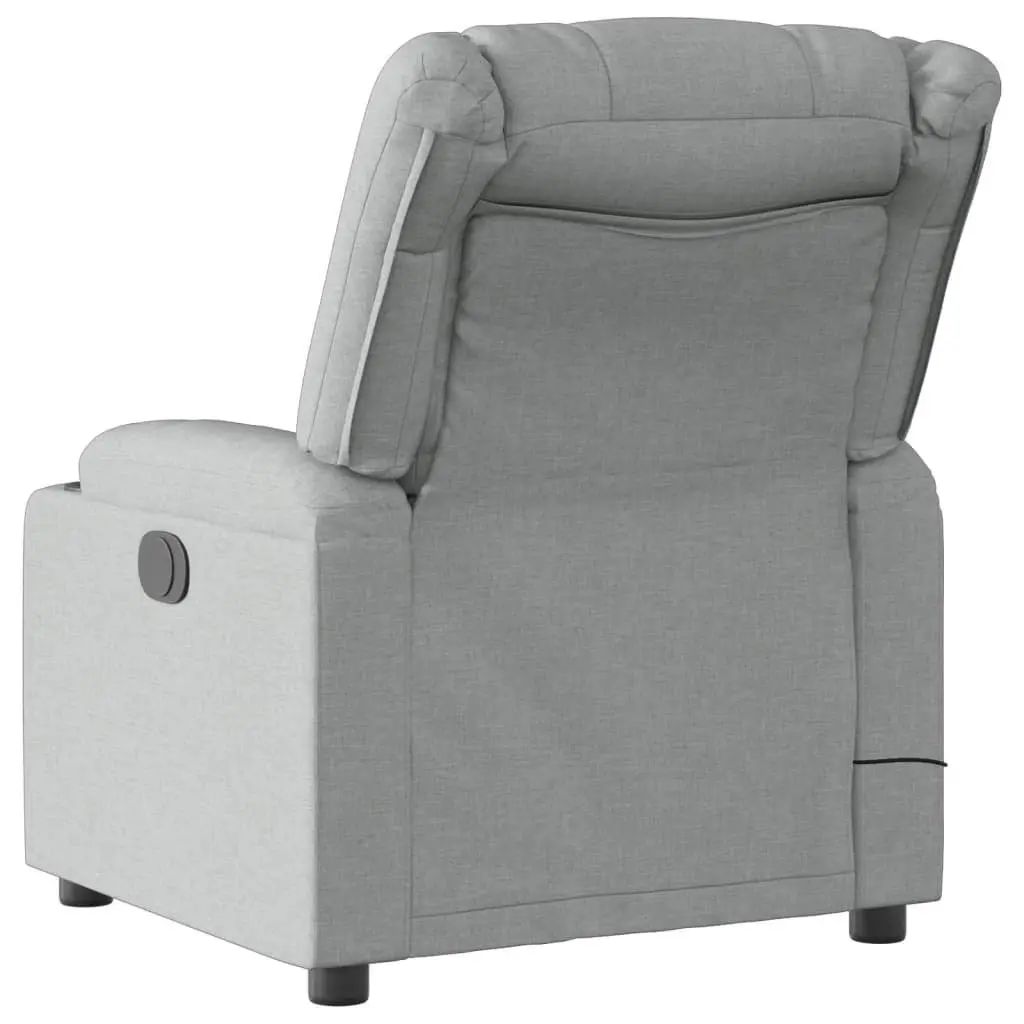 Massage Recliner Chair Grey Fabric Manual Recline Vibration Armchair