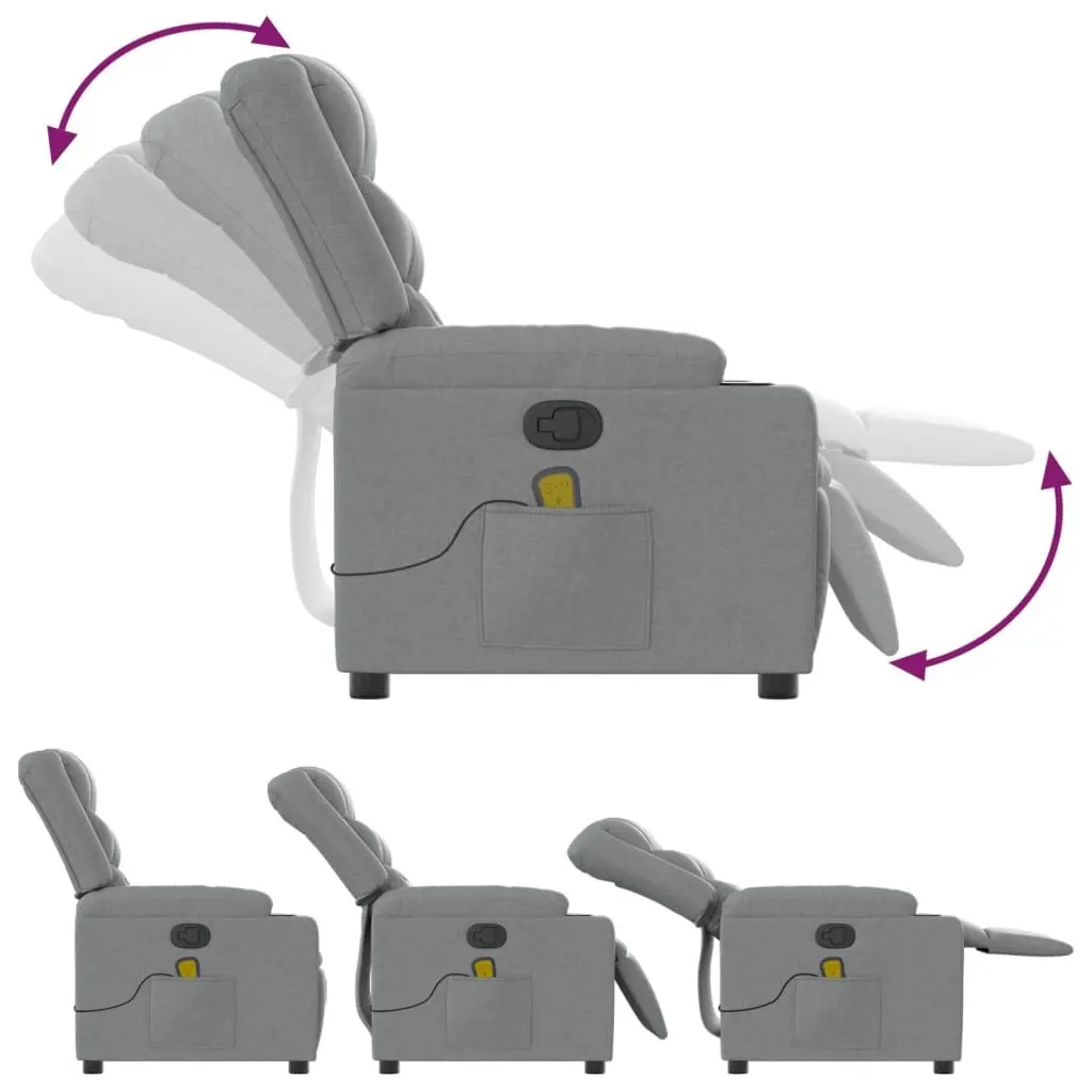 Massage Recliner Chair Grey Fabric Manual Recline Vibration Armchair