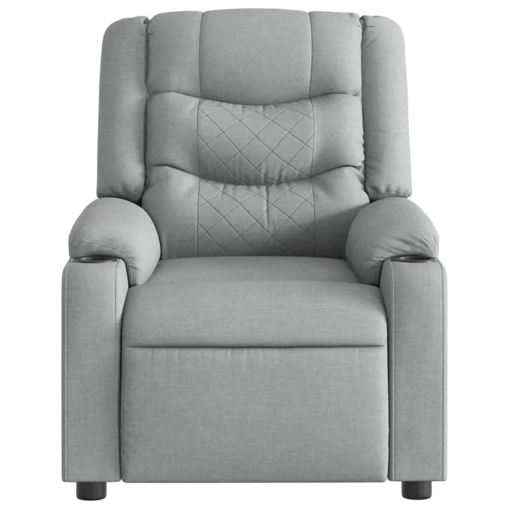 Massage Recliner Chair Grey Fabric Manual Recline Vibration Armchair