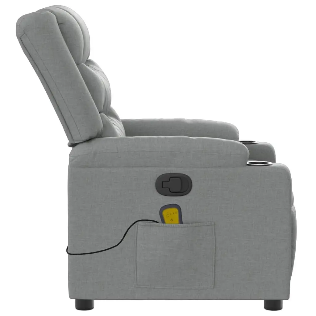 Massage Recliner Chair Grey Fabric Manual Recline Vibration Armchair