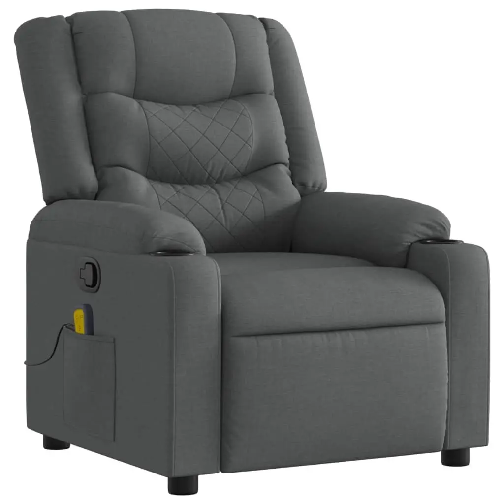 Massage Recliner Chair Grey Fabric Manual Reclining Armchair with Vibration Massage
