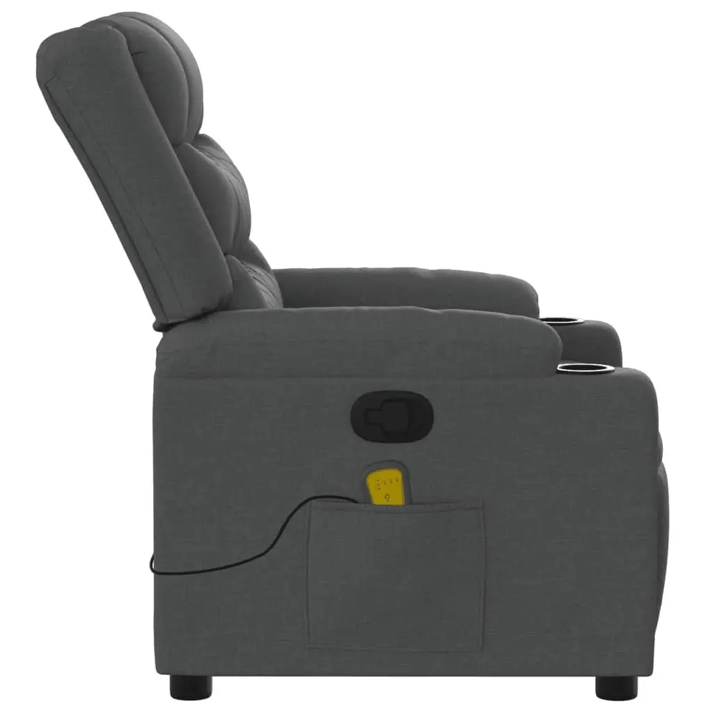 Massage Recliner Chair Grey Fabric Manual Reclining Armchair with Vibration Massage