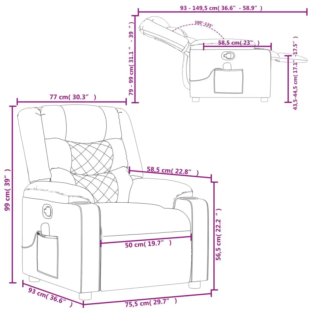 Massage Recliner Chair Black Fabric Manual Reclining Vibration Armchair