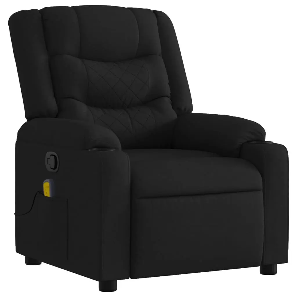 Massage Recliner Chair Black Fabric Manual Reclining Vibration Armchair