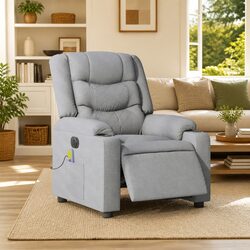 Grey Fabric Electric Massage Recliner Armchair