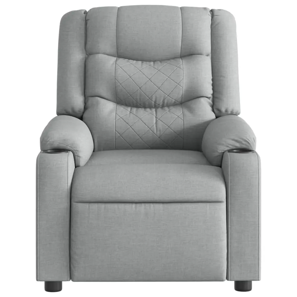 Electric Massage Recliner Chair Grey Fabric Adjustable Vibration