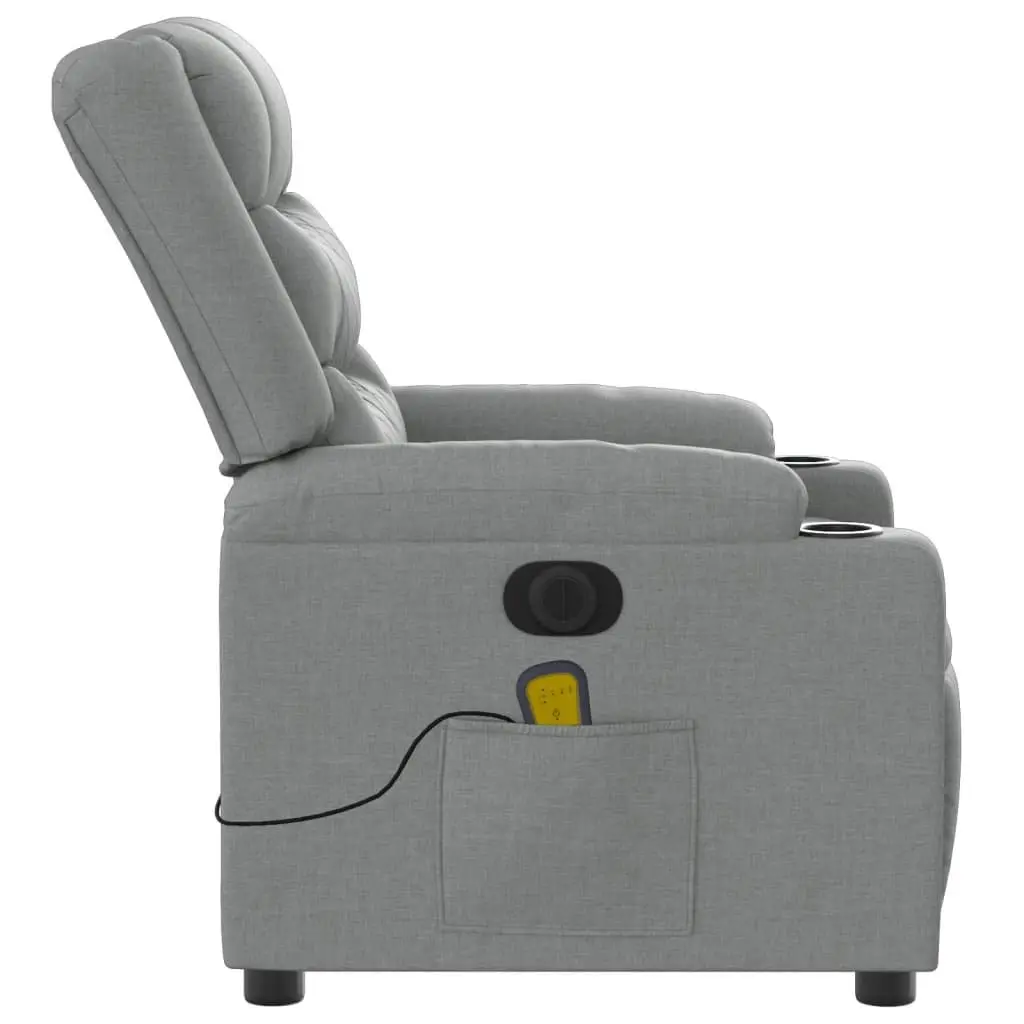 Electric Massage Recliner Chair Grey Fabric Adjustable Vibration
