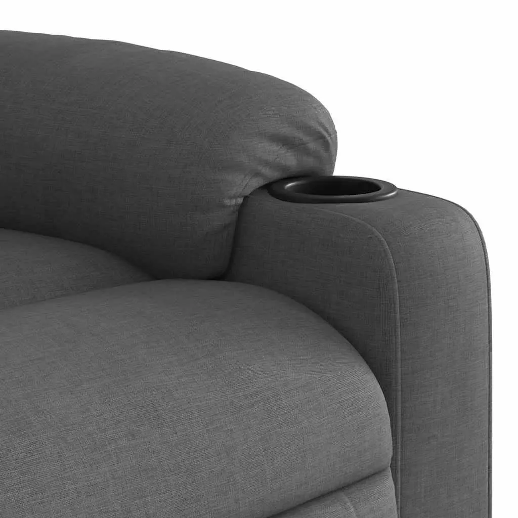 Electric Massage Recliner Chair Grey Fabric Motorised with Footrest and Vibration Massage