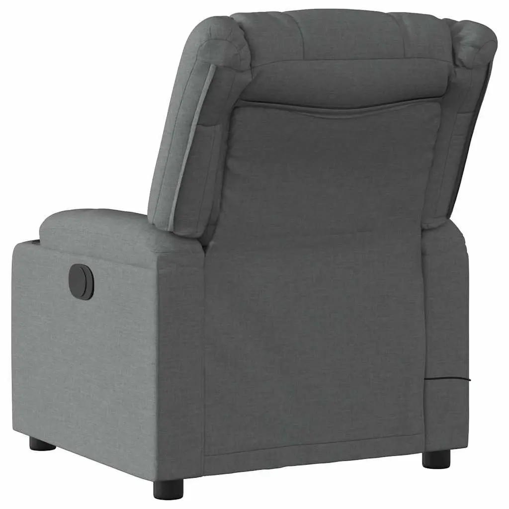 Electric Massage Recliner Chair Grey Fabric Motorised with Footrest and Vibration Massage