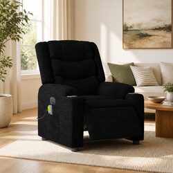 Electric Massage Recliner Chair in Black Fabric