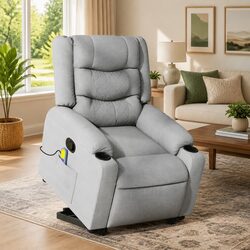 Grey Fabric Stand Up Massage Recliner Chair with Lift