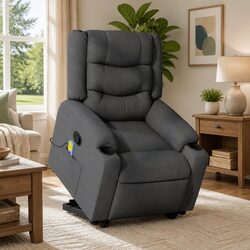 Electric Power Lift Grey Fabric Massage Recliner Chair