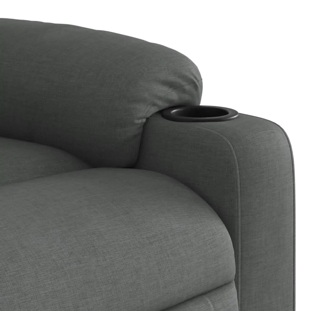 Electric Massage Recliner Chair Stand Up Grey Fabric 135 Degrees Manual Reclining