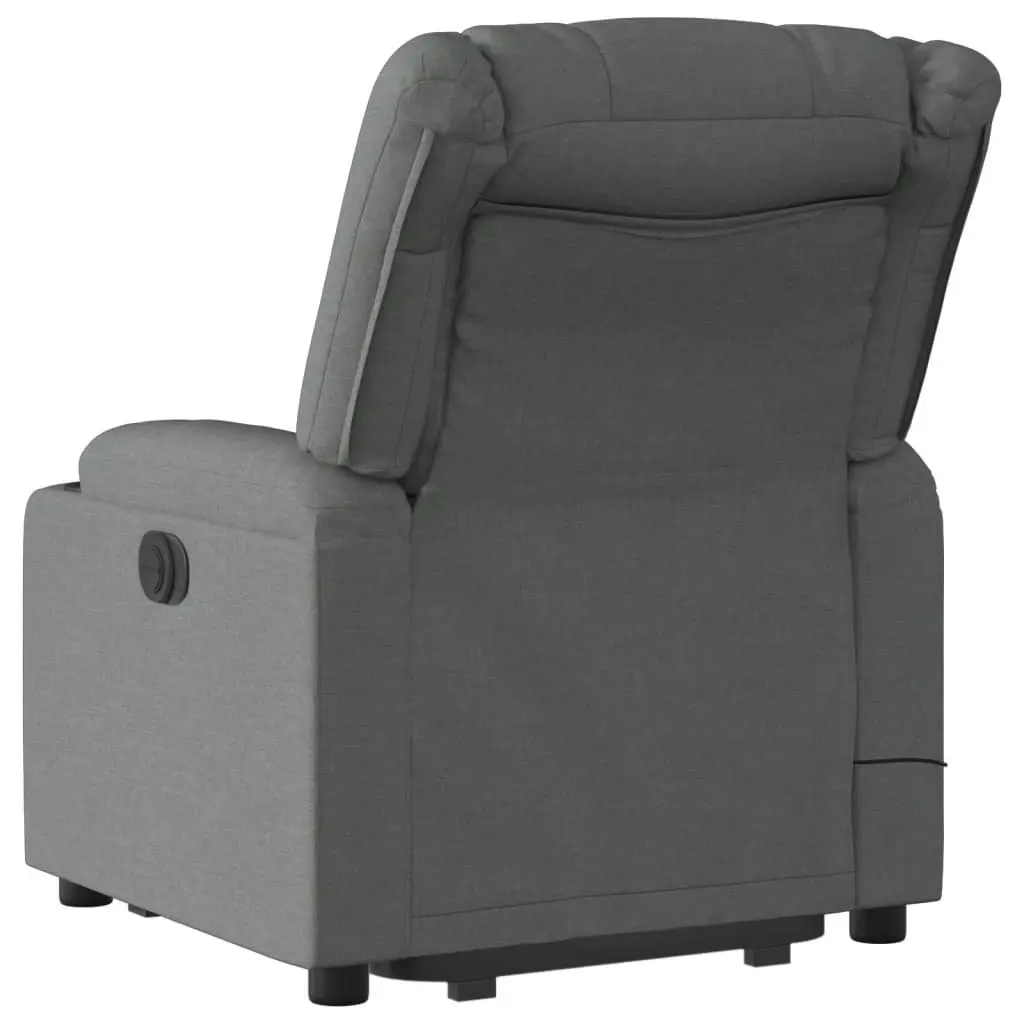 Electric Massage Recliner Chair Stand Up Grey Fabric 135 Degrees Manual Reclining