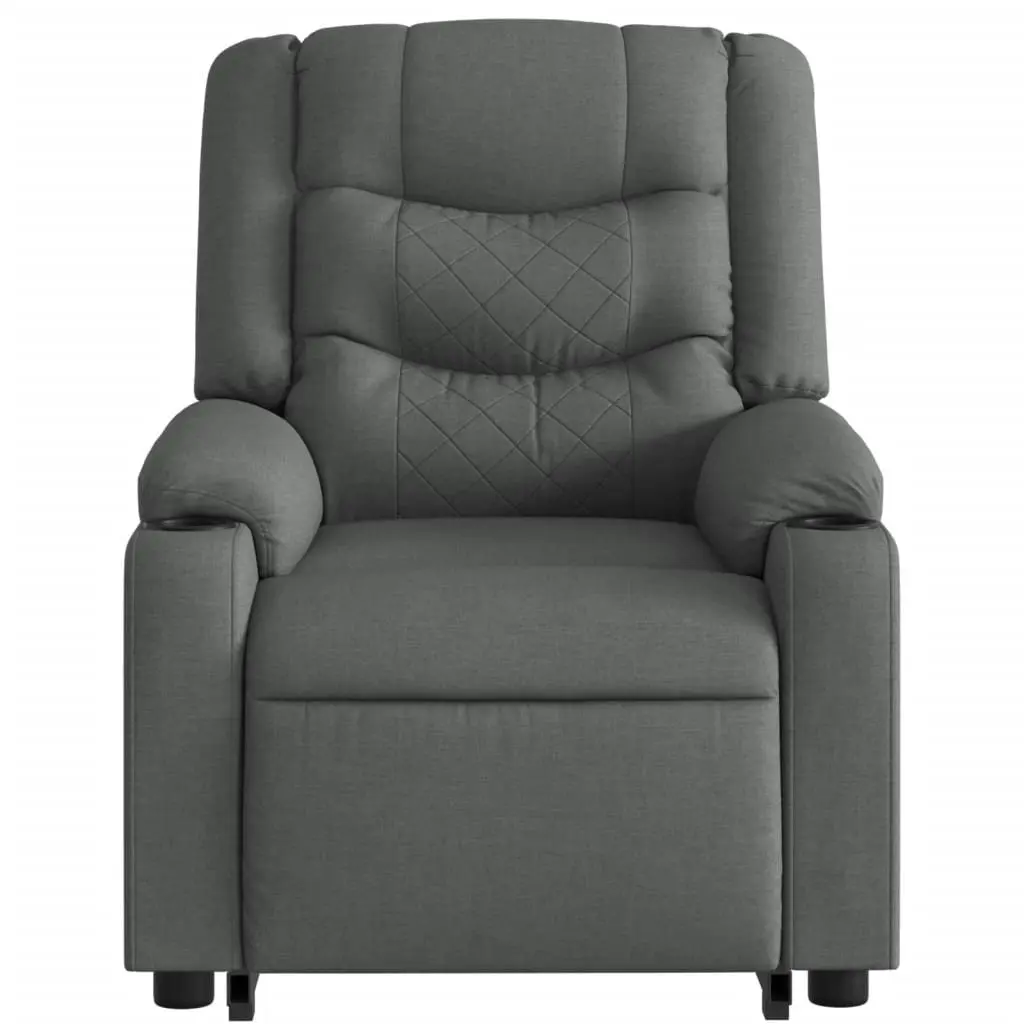 Electric Massage Recliner Chair Stand Up Grey Fabric 135 Degrees Manual Reclining