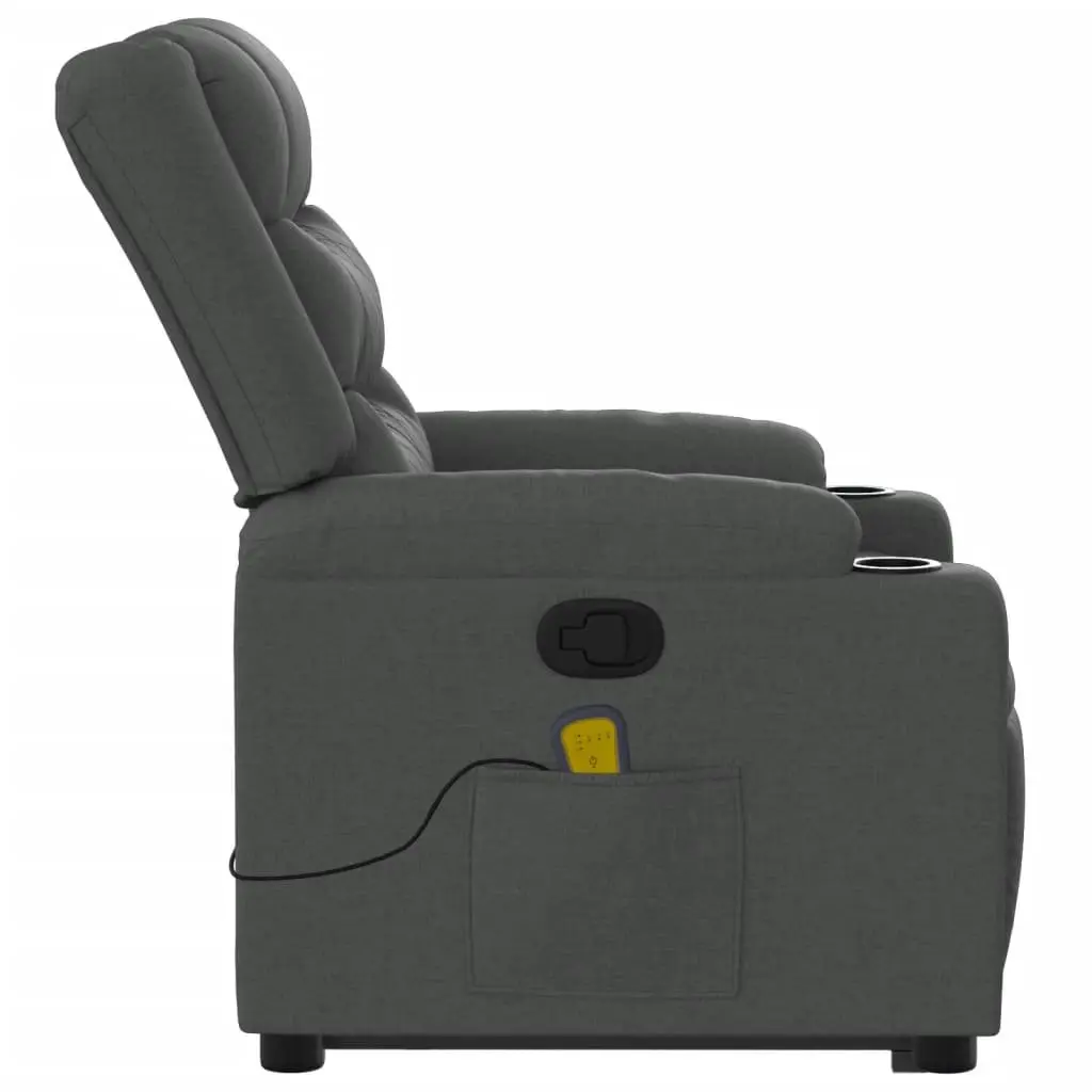 Electric Massage Recliner Chair Stand Up Grey Fabric 135 Degrees Manual Reclining