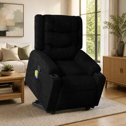 Comfortable Stand Up Massage Recliner Chair in Black Fabric