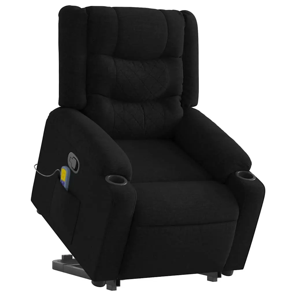 Electric Recliner Chair Black Fabric Stand Up Power Lift 135 Degree Manual Recline