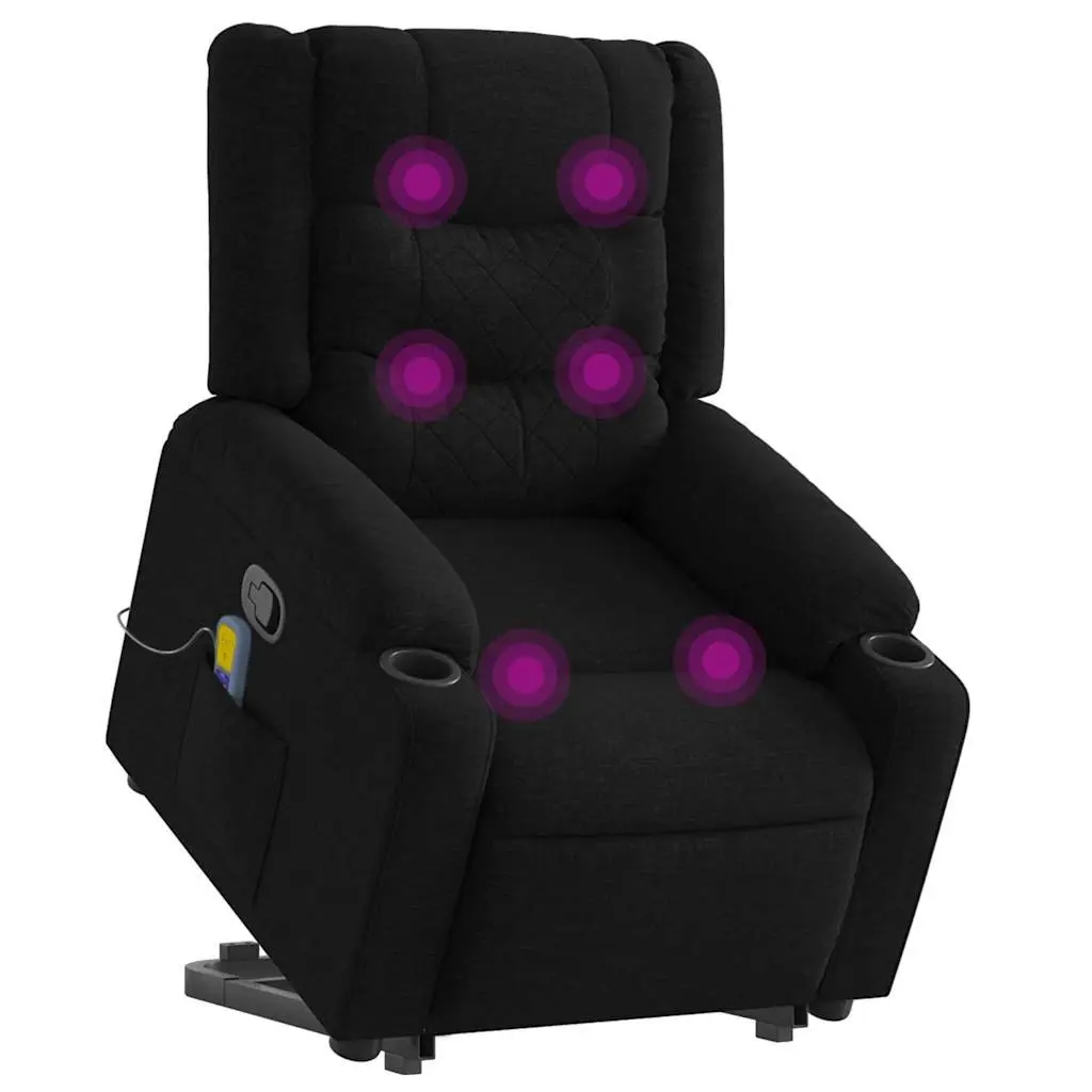 Electric Recliner Chair Black Fabric Stand Up Power Lift 135 Degree Manual Recline