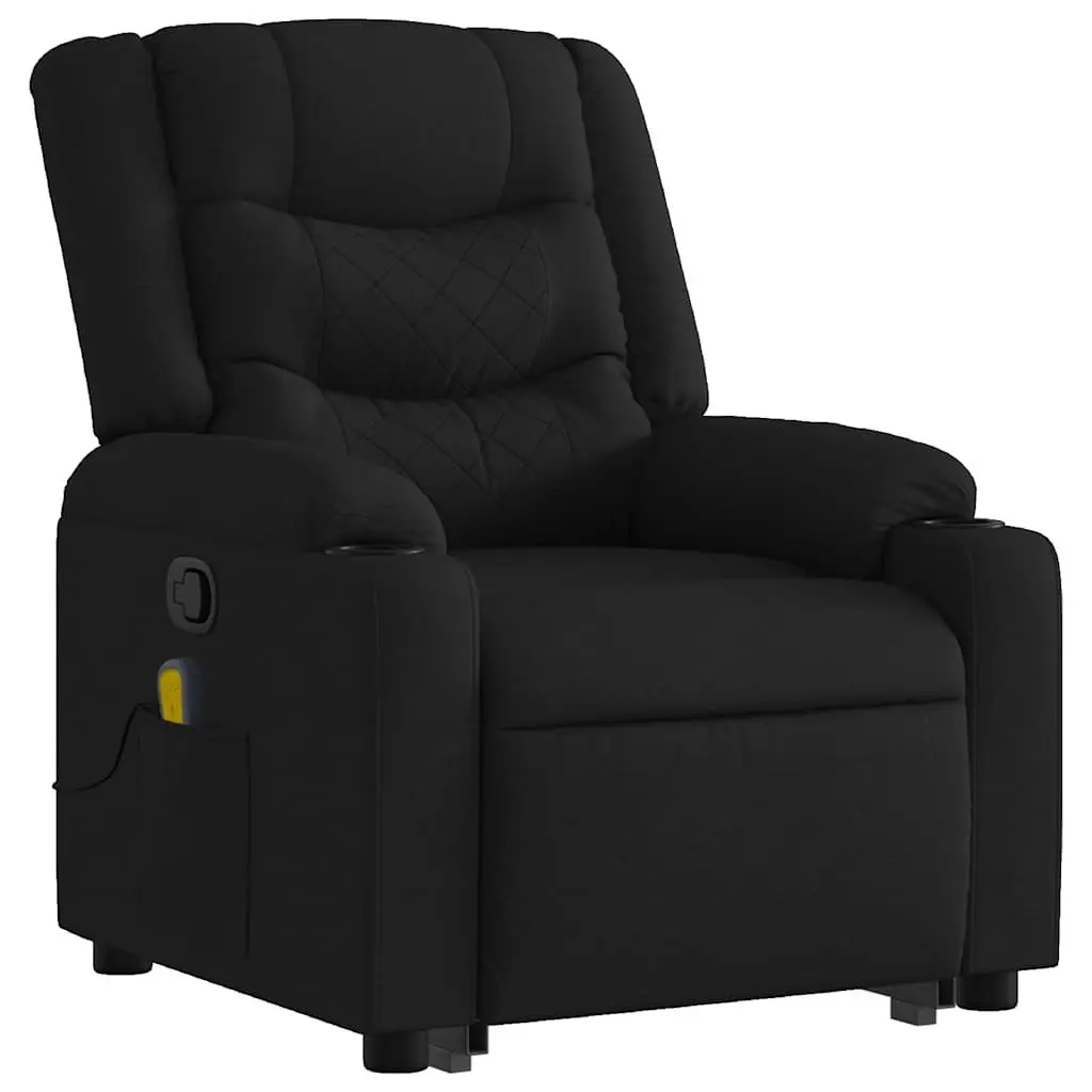 Electric Recliner Chair Black Fabric Stand Up Power Lift 135 Degree Manual Recline