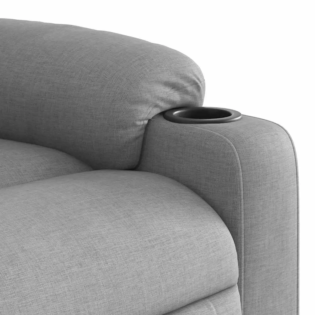 Electric Stand Up Massage Recliner Chair Light Grey Fabric Lift Armchair