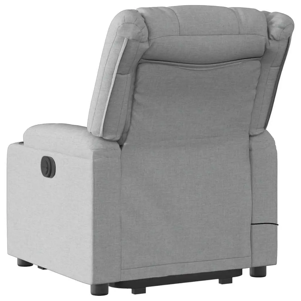 Electric Stand Up Massage Recliner Chair Light Grey Fabric Lift Armchair