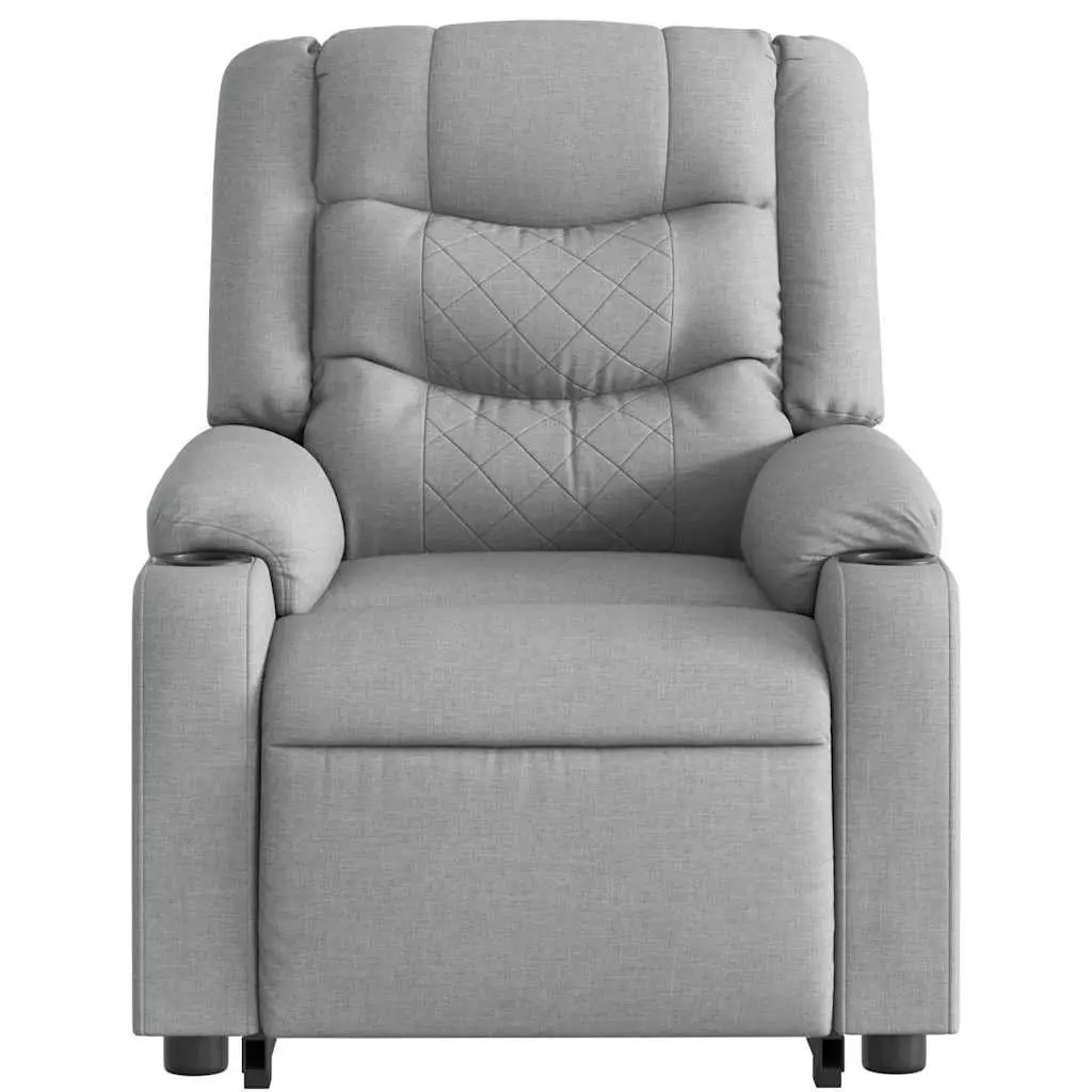 Electric Stand Up Massage Recliner Chair Light Grey Fabric Lift Armchair