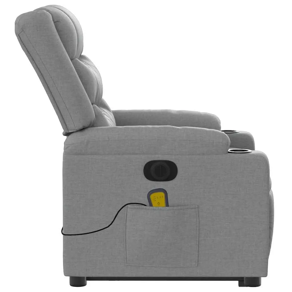 Electric Stand Up Massage Recliner Chair Light Grey Fabric Lift Armchair