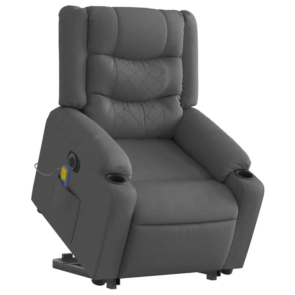 Electric Massage Chair Recliner Lift Fabric Grey 135 Degrees