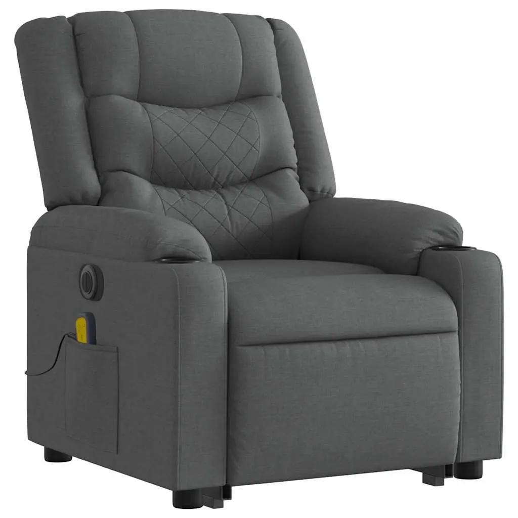 Electric Massage Chair Recliner Lift Fabric Grey 135 Degrees