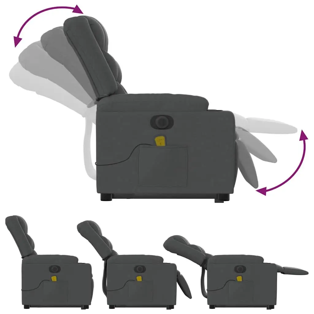 Electric Massage Chair Recliner Lift Fabric Grey 135 Degrees