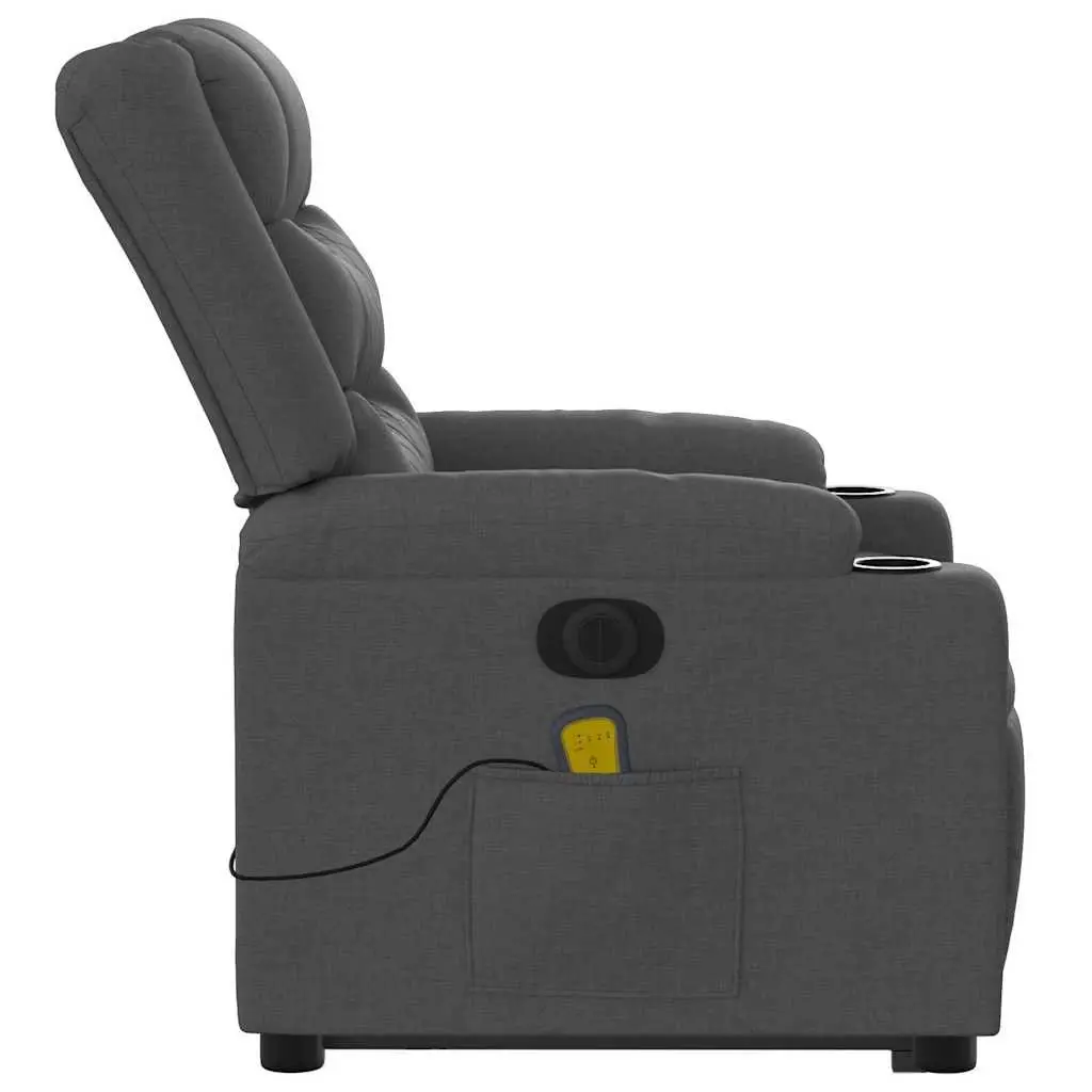 Electric Massage Chair Recliner Lift Fabric Grey 135 Degrees
