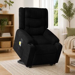 Electric Lift Massage Recliner Chair Black Fabric