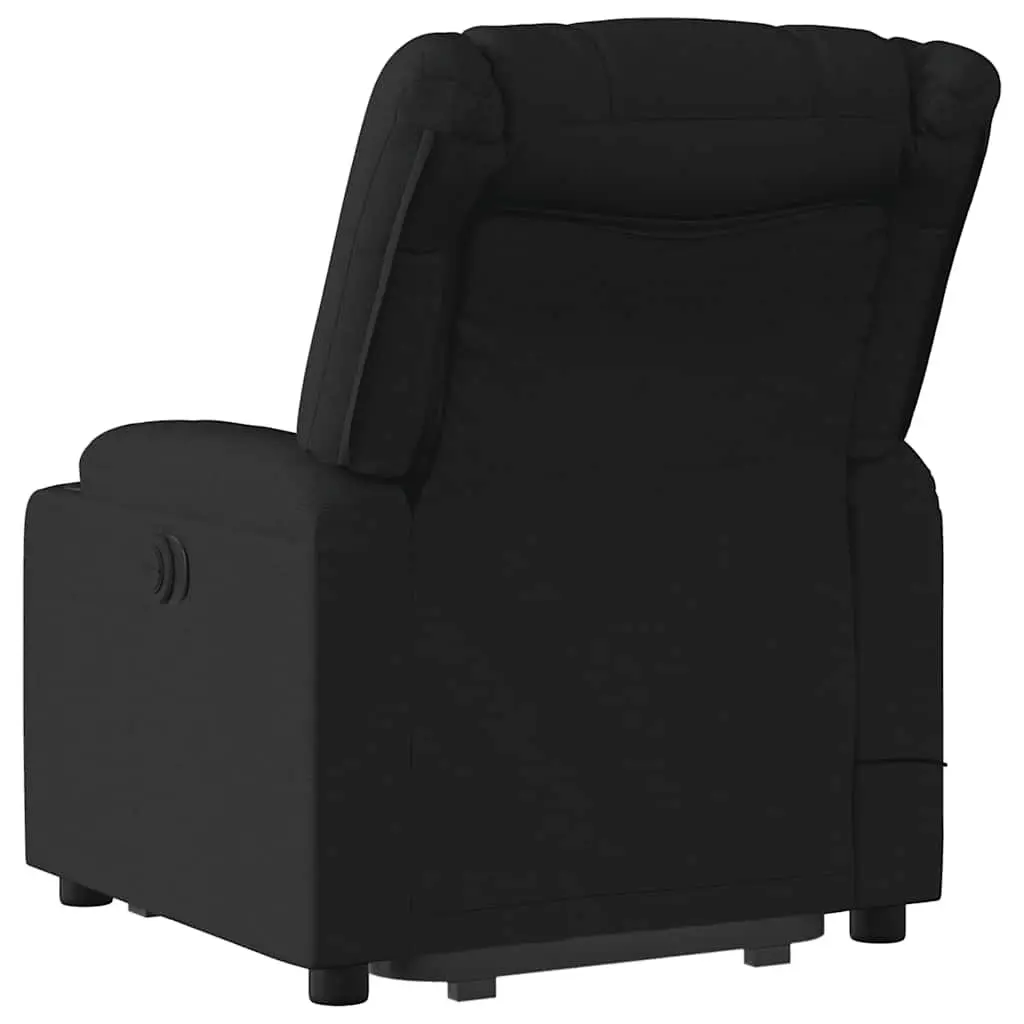 Electric Massage Recliner Chair Black Fabric Lift Armchair