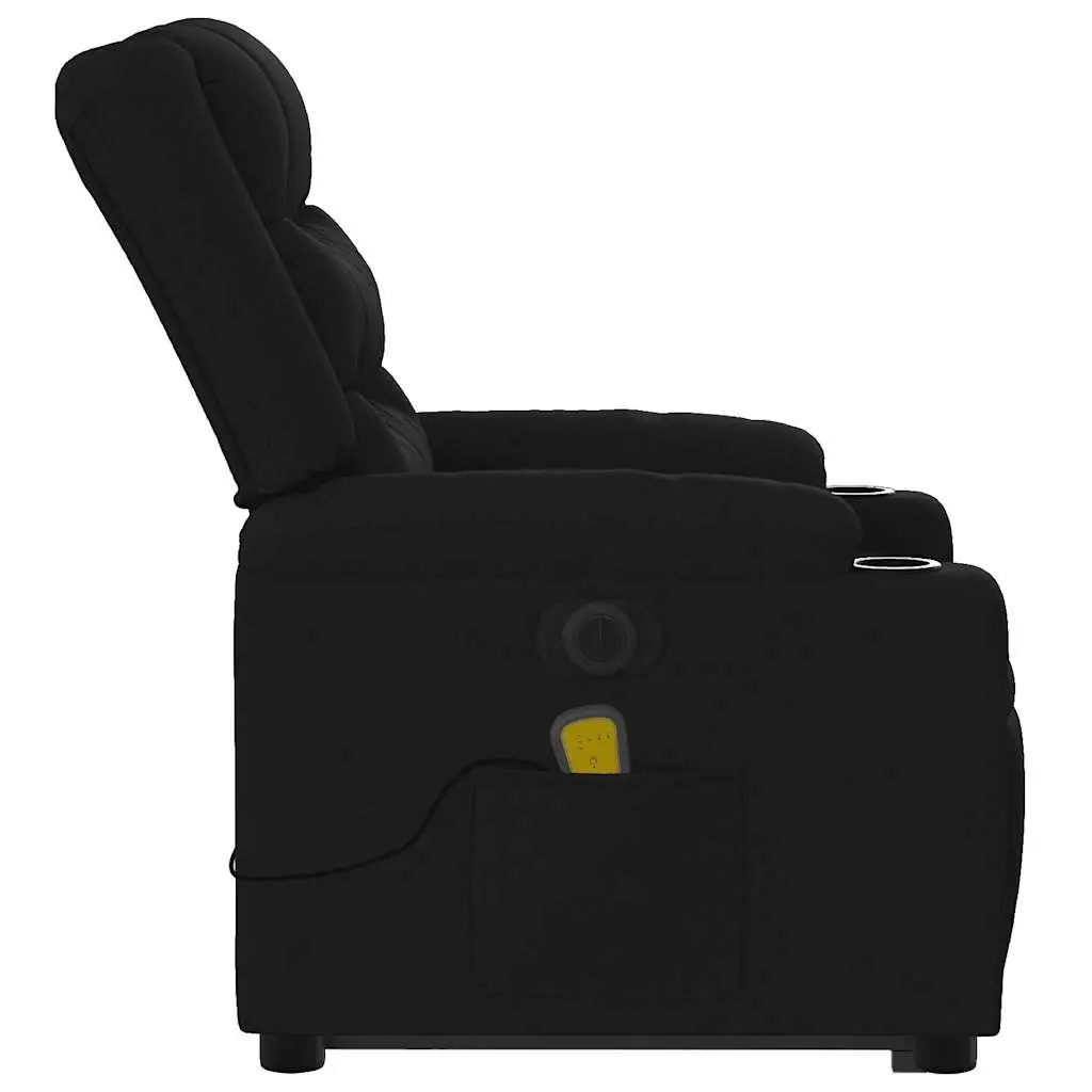 Electric Massage Recliner Chair Black Fabric Lift Armchair