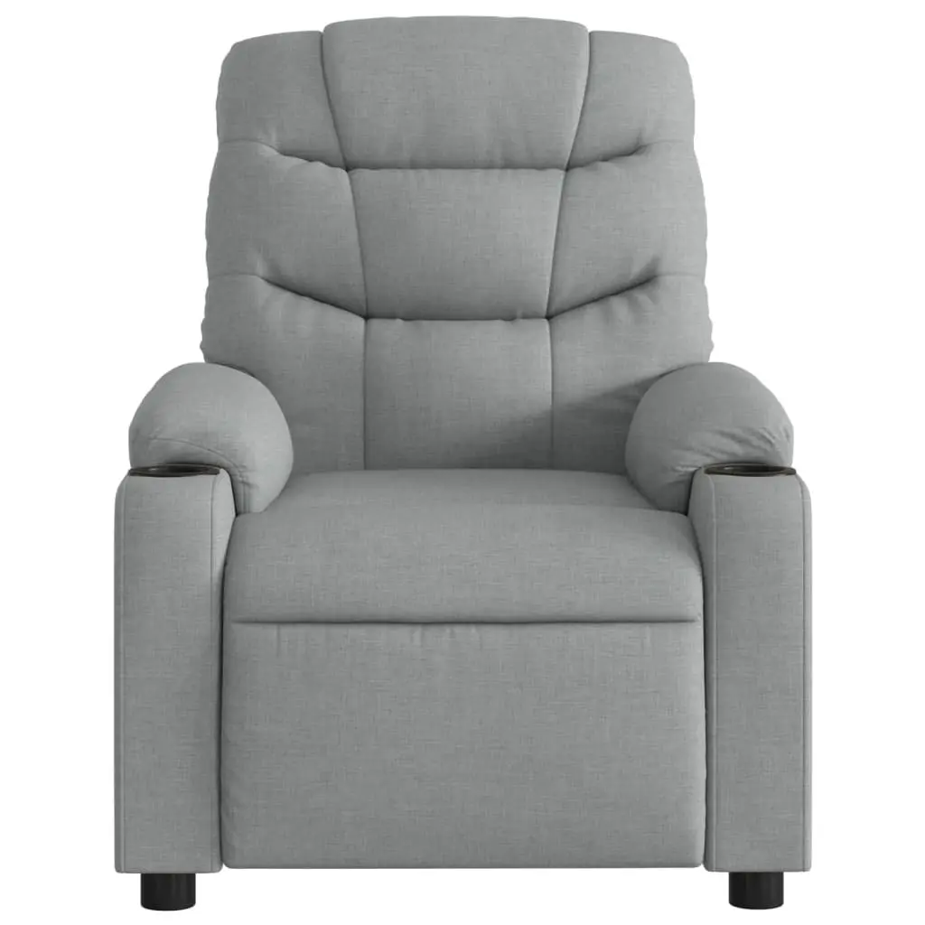 Massage Recliner Chair Light Grey Fabric Manual Recline Armchair