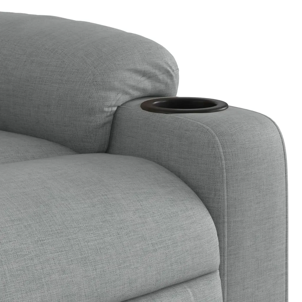 Massage Recliner Chair Light Grey Fabric Manual Recline Armchair