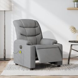 Electric Massage Recliner Chair Grey Fabric Armchair Lounge Sofa Seat Footrest
