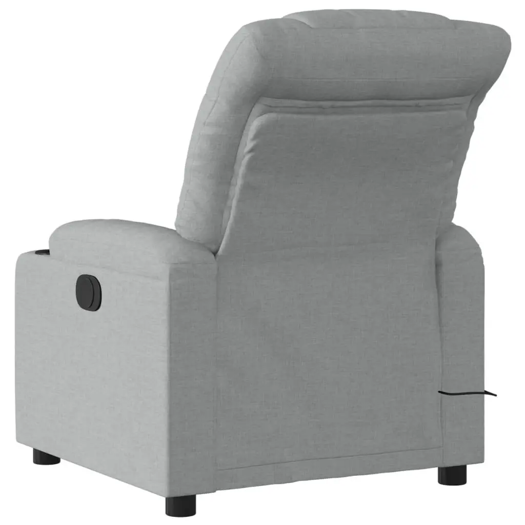 Electric Massage Recliner Chair Grey Fabric 135 Degrees Wood and Metal Frame