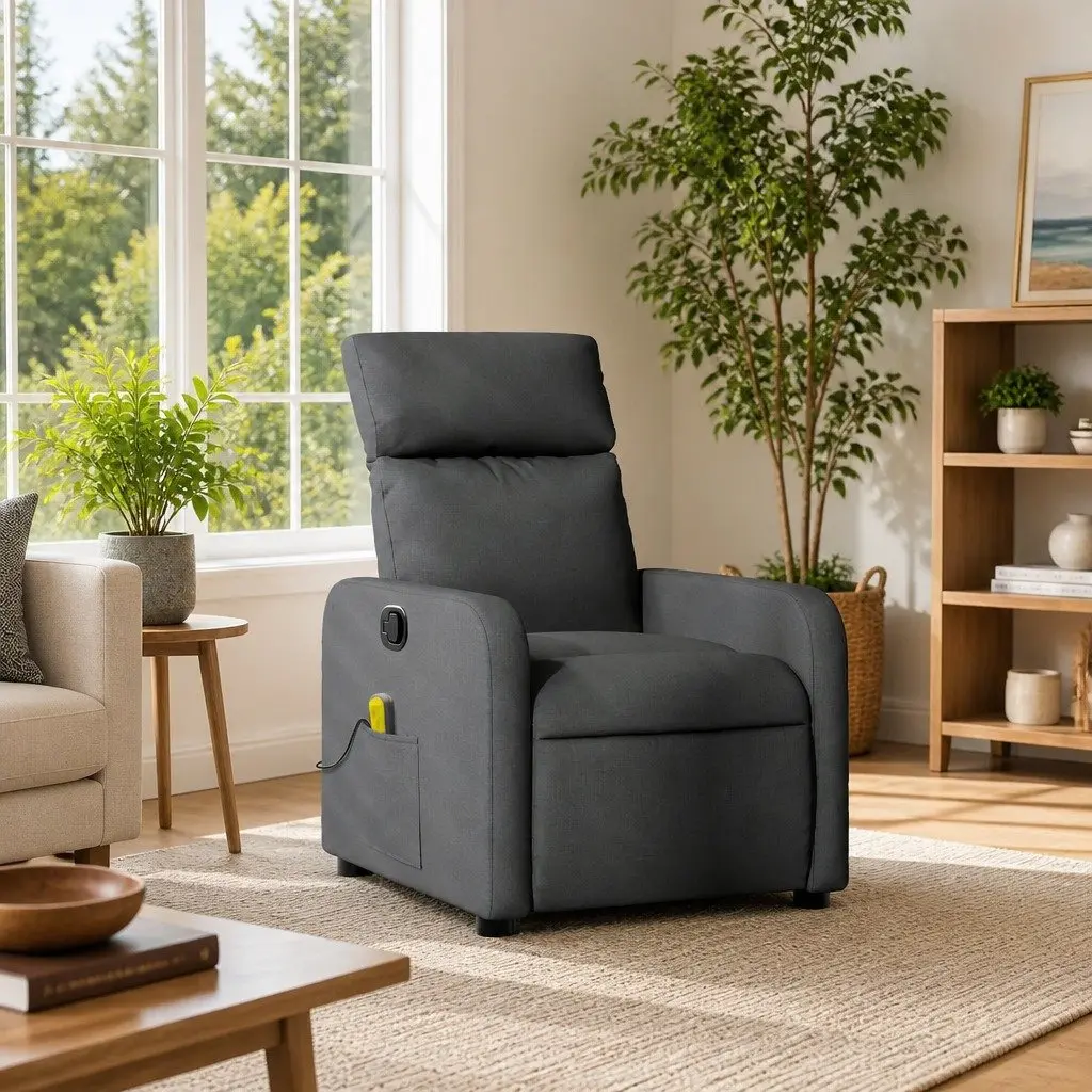 Grey Fabric Massage Recliner Chair with Vibration