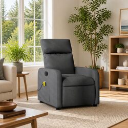 Grey Fabric Massage Recliner Chair with Vibration