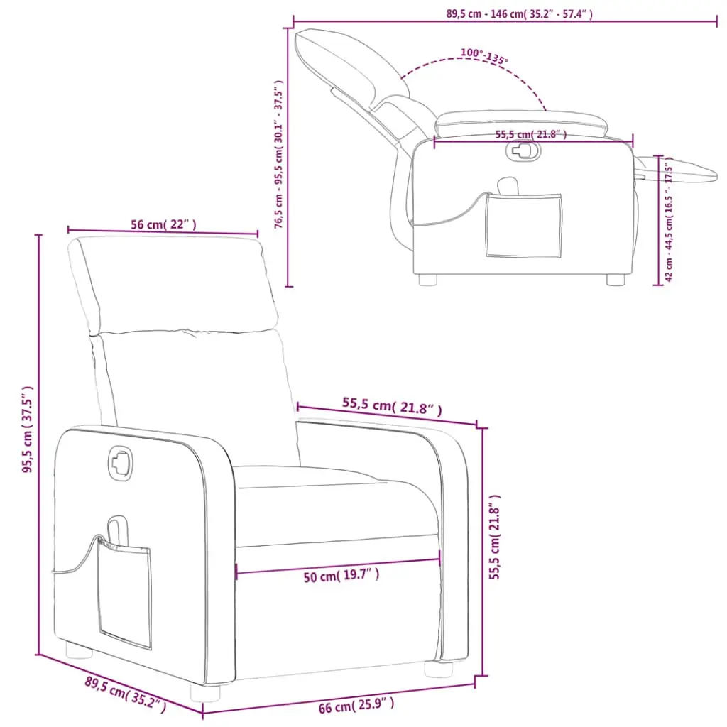 Grey Fabric Massage Recliner Chair with Vibration
