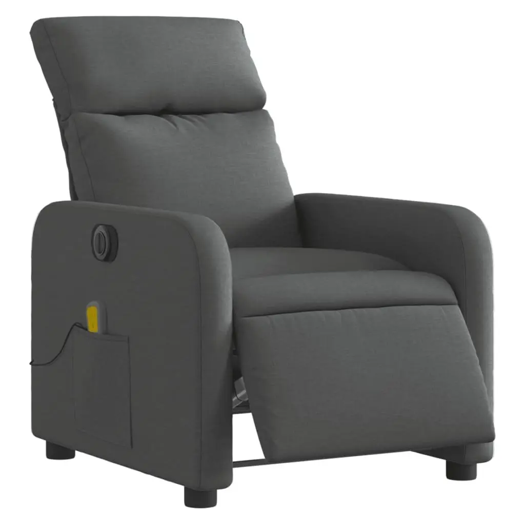 Electric Massage Recliner Chair Grey Fabric Motorized Vibration Recline Footrest