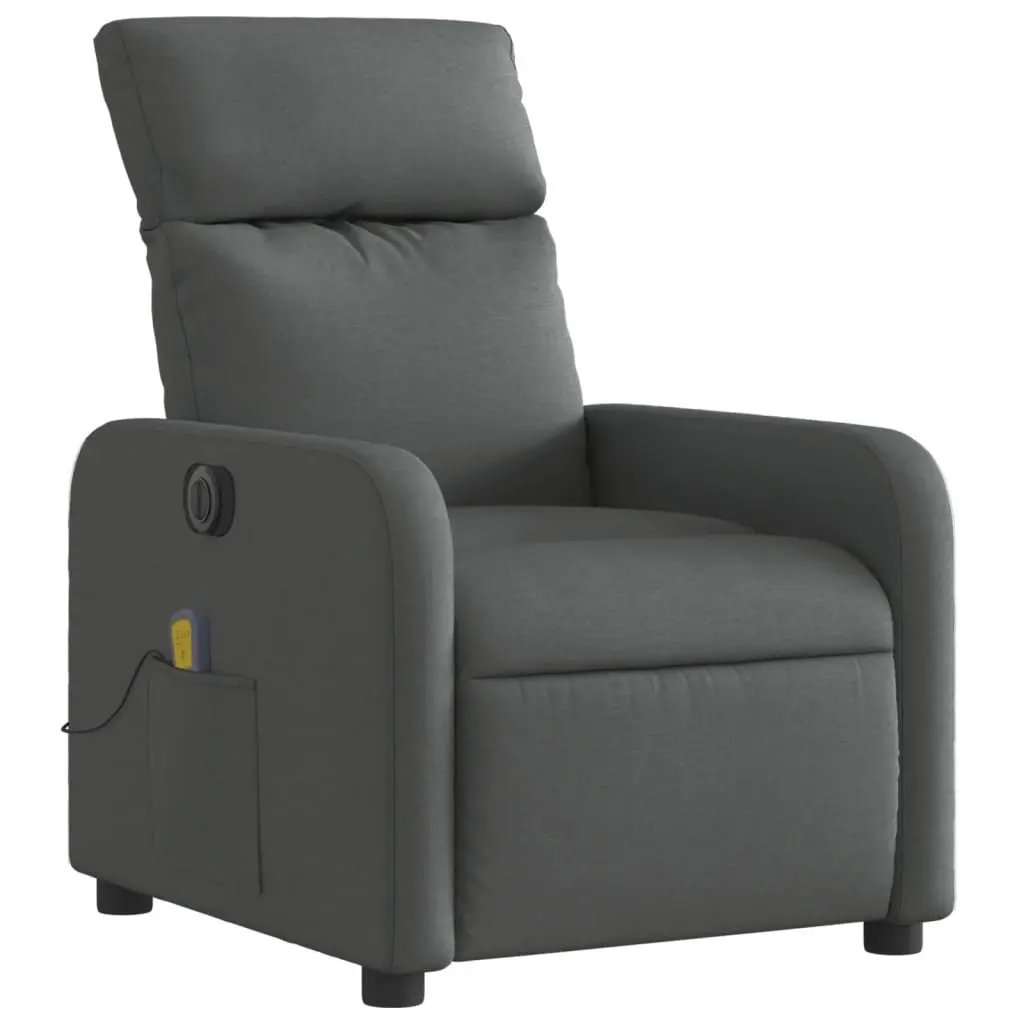 Electric Massage Recliner Chair Grey Fabric Motorized Vibration Recline Footrest