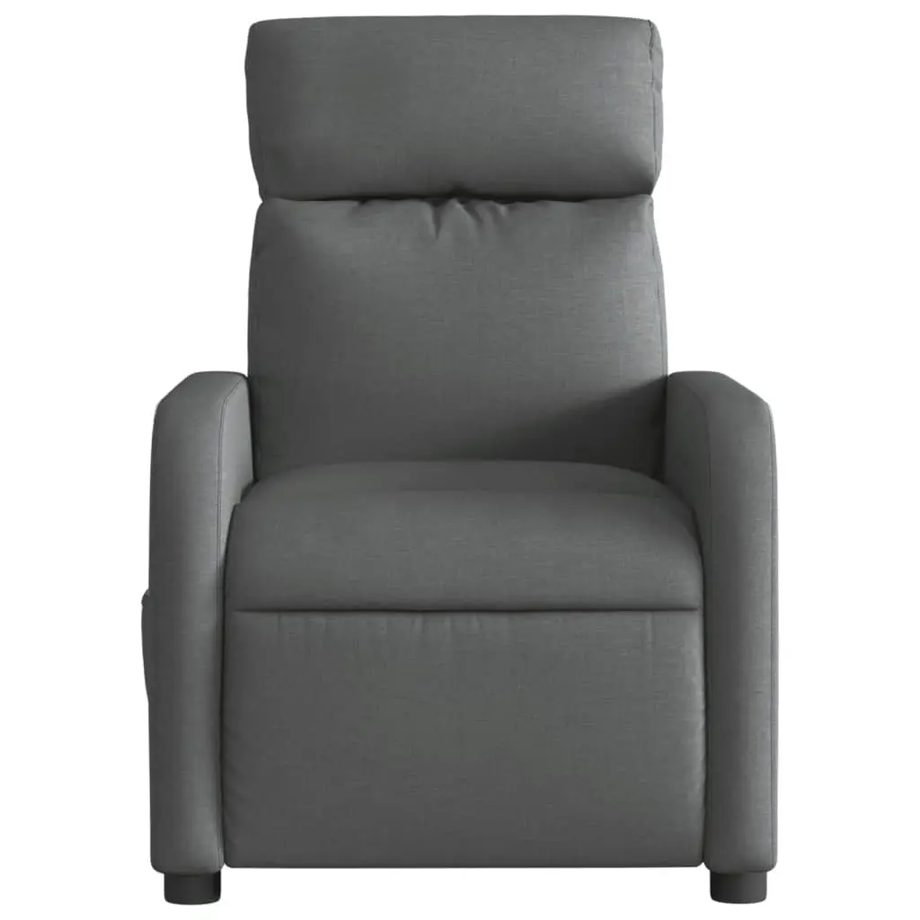 Electric Massage Recliner Chair Grey Fabric Motorized Vibration Recline Footrest