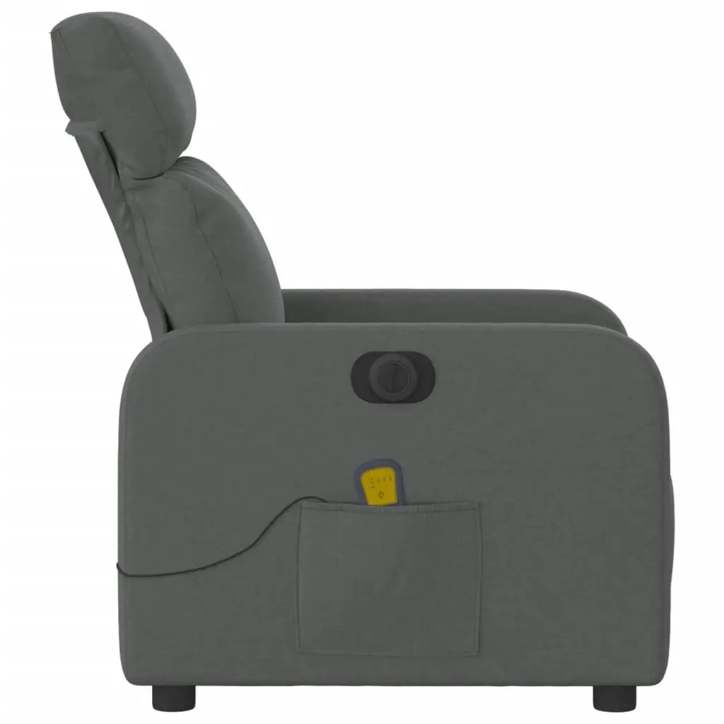 Electric Massage Recliner Chair Grey Fabric Motorized Vibration Recline Footrest