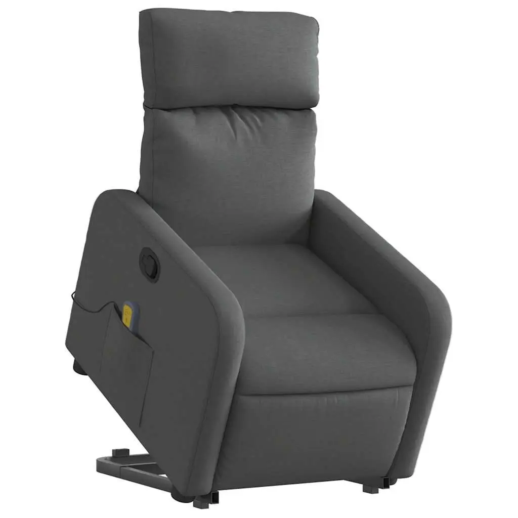 Massage Recliner Chair Electric Lift Function Grey Fabric Armchair