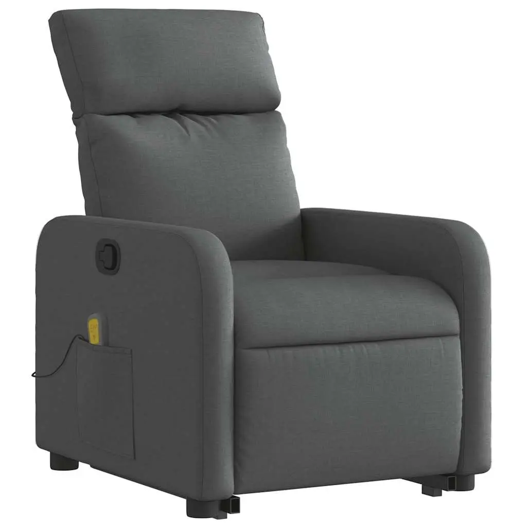 Massage Recliner Chair Electric Lift Function Grey Fabric Armchair